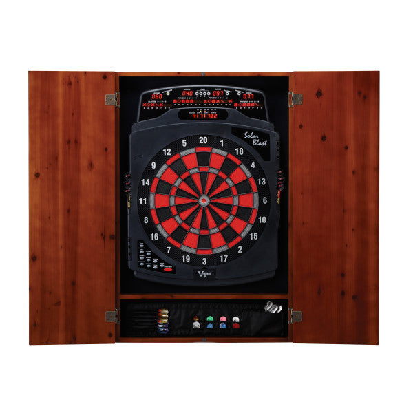 Viper Solar Blast Electronic Dartboard & Metropolitan Cinnamon Cabinet